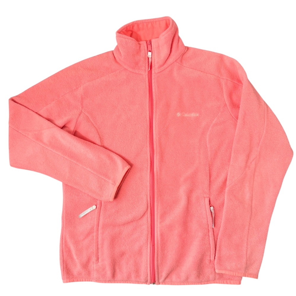 Columbia Womens Coral Full Zip Fleece Jacket (LG) Cozy Zip Pockets Soft Fuzzy